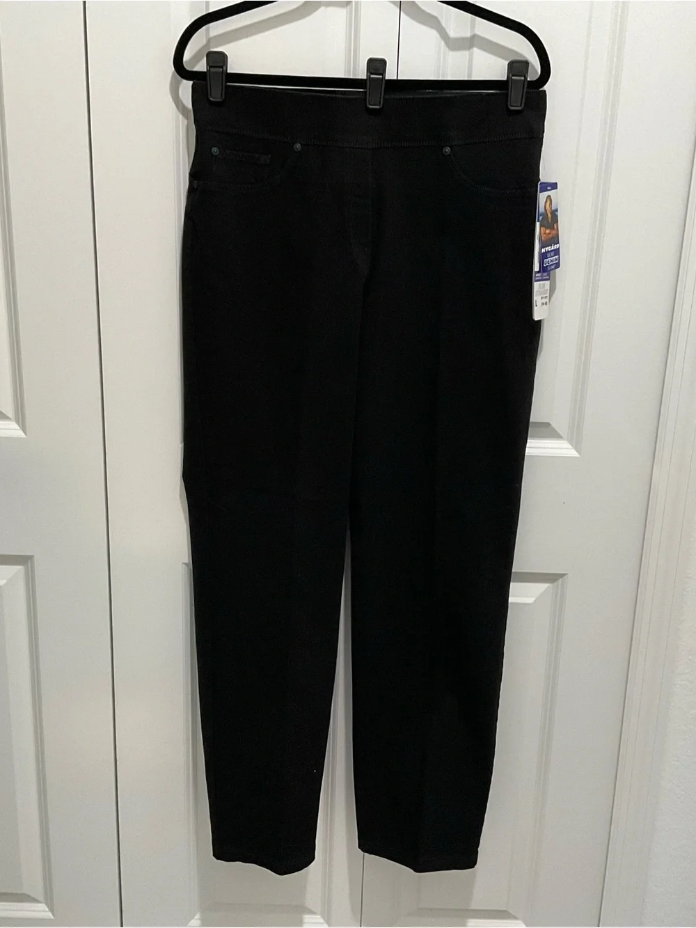 Black Nygard Straight Slim Jeans SZ L 14-16 Pull On NWT